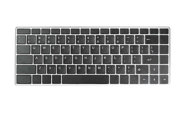 black computer keyboard on white isolated background