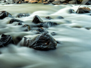Dawn Brook Flowing Over Rocks