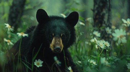Naklejka premium black bear in the forest