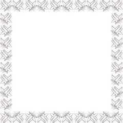 Flourish frame with blooming buds. Cute Aquilegia flower empty frame box. Hand drawn vector illustration