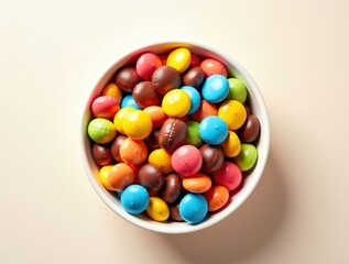 Obraz premium Colorful candy bowl filled with assorted treats