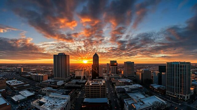 Majestic Atlanta Skyline at Dawn: A Captivating Urban Panorama Under a Golden Sky