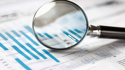 Magnifying Glass on Financial Charts: Detailed Analysis of Business Data