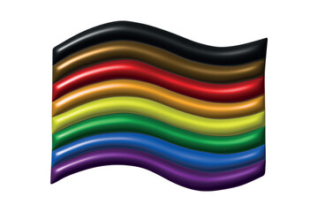 Colorful Gay pride flag Happy pride day LGBTQ community Pride Month Vector 3d clipart for posters, stickers, logo, cards