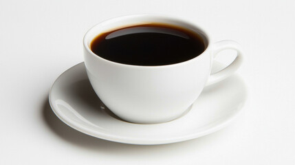 hot black coffee in white cup on saucer, perfect for cozy moment