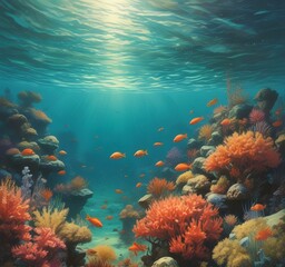 Illustration of underwater landscape.