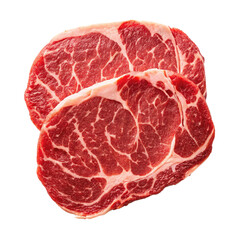 Fototapeta premium Fresh raw beef meat steak cut for cooking isolated transparent background PNG