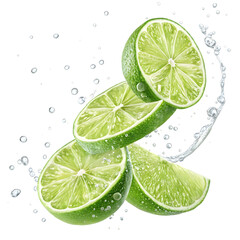 lime slice with water drops