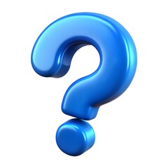 3D Rendered Blue Question Mark Isolated on White