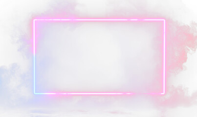 Ethereal Neon Smoke Frame with Glowing Mist Isolate on Transparent Background, cutout, png