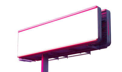 Obraz premium Blank Neon Billboard With Bright Pink LED Lights Isolate on Transparent Background, cutout, png