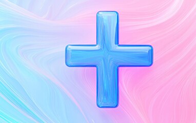 Obraz premium Blue Plus Sign on Colorful Abstract Background