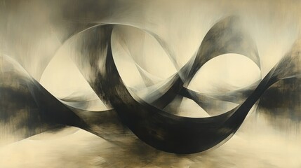 Abstract Beige and Black Swirls: A Study in Form and Light