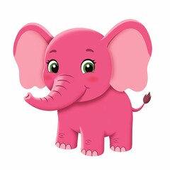 Fototapeta premium Cute Pink Cartoon Elephant
