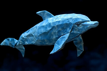 Folded paper dolphin