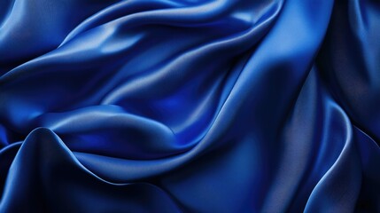 Obraz premium Blue silk fabric with soft folds and shadows, luxurious texture