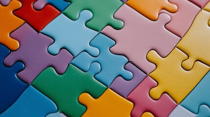 Fototapeta premium Colorful Puzzle Pieces Arranged in a Vibrant Pattern for Games