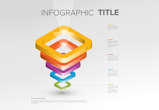 Layered Funnel Infographic Design Template with Text Descriptions and icons