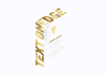 Golden Text on the Edge with light glow and white background - editable text effect