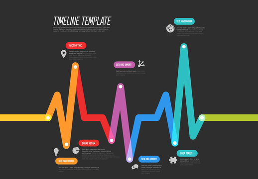 Colorful Dark Timeline Template with Geometric Pulse Design