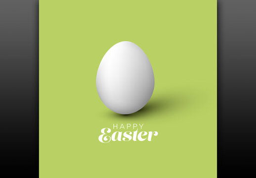 Minimalist Easter Egg Design Card Template with Fresh Green Background