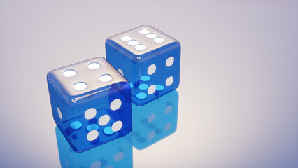 3D render of a blue dice with a sleek and modern look. Ideal for casino, gambling, board games, and luck-related themes. High-quality image for digital projects, ads, and presentations.
