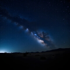 Fototapeta premium Starry Night Sky Over Desert, Milky Way Galaxy, Long Exposure Astrophotography