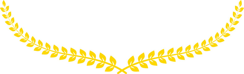 Golden Laurel Wreath Branch Curved Vector Illustration