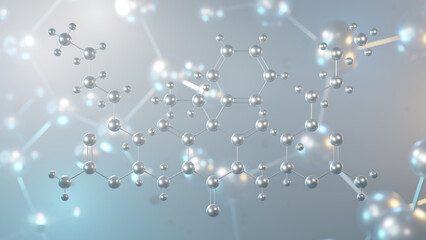 difebarbamate molecular structure, 3d model molecule, tranquilizer structural chemical formula view from a microscope