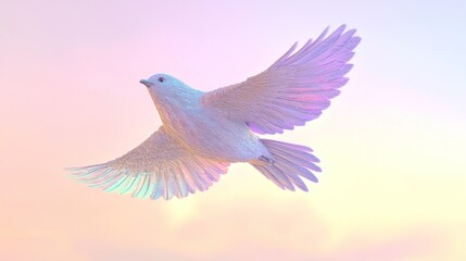 Obraz premium Pastel bird soaring sunset sky peace design