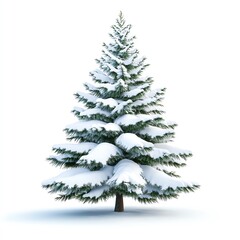Fototapeta premium A majestic snow-covered evergreen tree epitomizing winter's beauty, perfect for seasonal themes and holiday designs.