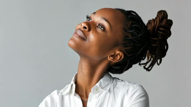 tension relief: African American woman doing neck exercises