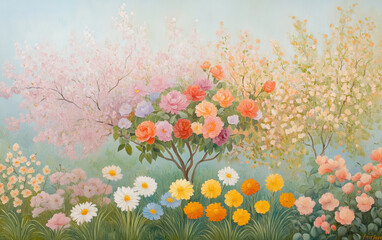 Obraz premium Retro style floral texture art background