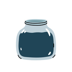 Ink Bottle isolated on a white background. Vector hand-drawn illustration in flat style. Perfect for decorations, logo, various designs.