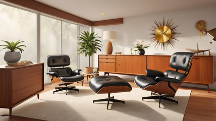 Midcentury modern living room interior