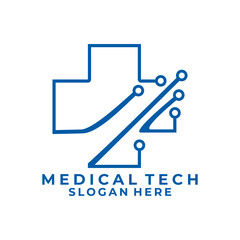 Fototapeta premium Medical line art network logo design vector template