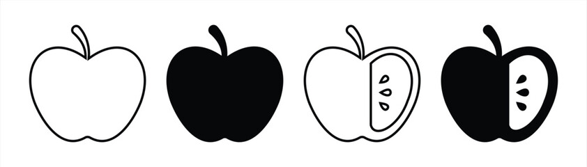 Apple icon. Whole and Sliced Vector Illustration