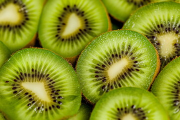 Fresh Sliced Kiwi Fruit Close-Up with Vibrant Green Color