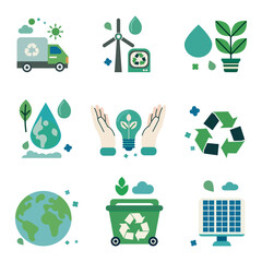 A set of vector illustrations dedicated to Earth Day. The set is ideal for environmental projects, sustainability campaigns, and educational materials.
