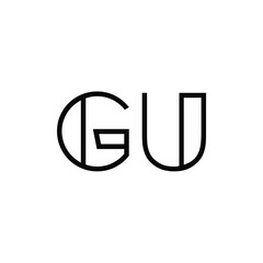 GU monogram logo design letter text name symbol monochrome logotype alphabet character simple logo