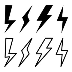 Vector illustration of lightning icon set isolated on transparent background