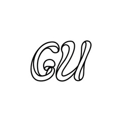 GU monogram logo design letter text name symbol monochrome logotype alphabet character simple logo