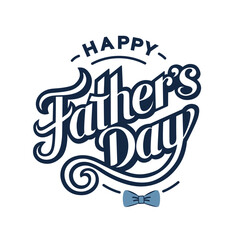 Happy Fathers Day greeting with hand written lettering. Calligraphy poster with doodle bow tie. Vector illustration