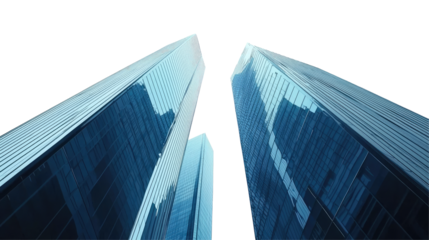 Modern High-Rise Towers with White Background, Isolated on Transparent Background