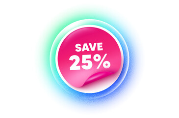 Discount sticker blue gradient. Paper offer price tag. Save 25 percent off tag. Sale Discount offer price sign. Special offer symbol. Sticker label. Grain dots effect. Vector