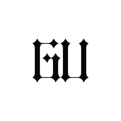 GU monogram logo design letter text name symbol monochrome logotype alphabet character simple logo