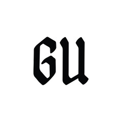 GU monogram logo design letter text name symbol monochrome logotype alphabet character simple logo