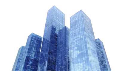 Minimalist Glass Skyscraper, Contemporary Building Design, Isolated on Transparent Background