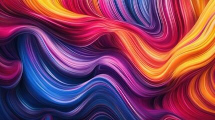 Obraz premium Vibrant Flowing Abstract Colorful Waves with Fluid Brush Strokes in Shades of Blue, Pink, Orange, and Purple