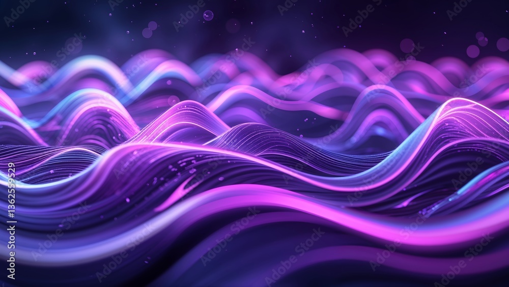 Poster colorful abstract wave patterns creating a mesmerizing visual experience in a digital landscape